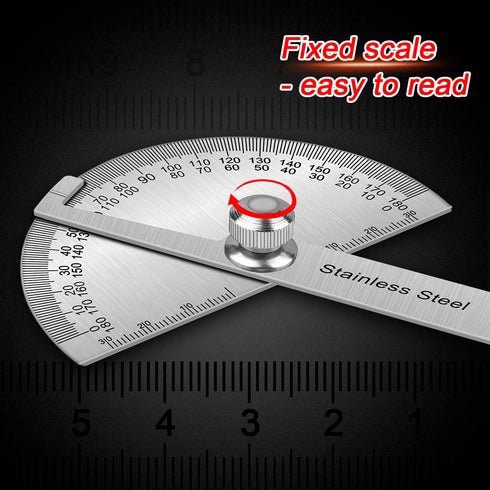 Atoplee Stainless Steel Protractor 0-180° Round Head Protractor - Angle Finder Craftsman Ruler Machinist Tool Ruler Adjustable Woodworking Angle M...