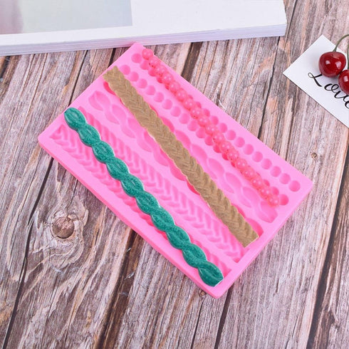 3D Pearl Knit Rope Silicone Mold Fondant Mould Cake Border Decorating Molds Gumpaste Kitchen DIY Baking Decorating Cake Tools Hot...