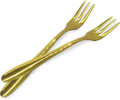 Comicfs 12-Piece Appetizer Small Forks, 5.2 Inches, Dessert Forks Stainless Steel, Gold 3-Tine Portable Cocktail Salad Fruit Forks for Party Trave...