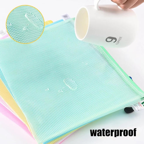 zipper pouch bag Plastic envelope,mesh zipper pouch bags waterproof folder A4 size folder signature pocket, can hold pens, books, documents pencil...