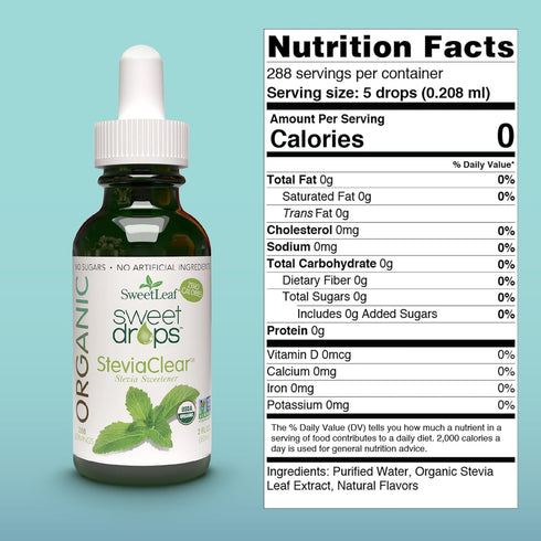 SweetLeaf Organic Sweet Drops- Flavored Stevia Liquid Sweetener, Stevia Extract, Zero Calorie, Gluten Free, Keto Friendly, Non GMO, Natural Flavor...