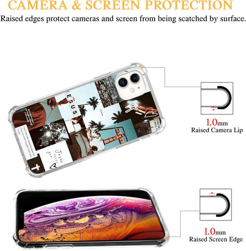Christian Aesthetic Case Compatible with iPhone 11, Jesus Cross Collage Phone Case for iPhone 11, Cool TPU Protective Phone Case Cover...