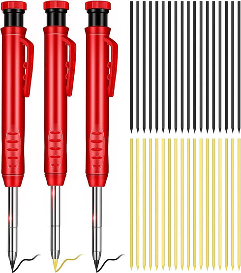 Outus Solid Carpenter Pencil with Sharpener and Mechanical Pencils Woodworking Pencils for Wood Flooring Marker Carpenters Drawing Scriber Archite...
