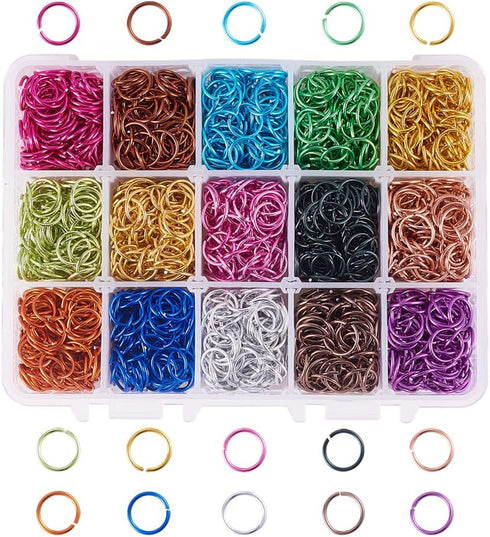 PH PandaHall 15 Color 10mm Open Jump Rings, 1950pcs Aluminum Jump Rings for Choker Necklaces Bracelet Chain Maille Chainmail Jewelry Making...