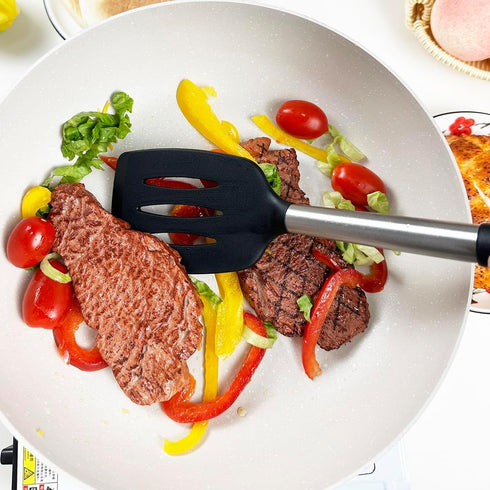 3Pcs Spatula Silicone Spatula Turner Set Fish Spatulas Silicone Heat Resistant Spatulas for Nonstick Cookware Rubber Wok Spatula, Long Large Spatu...