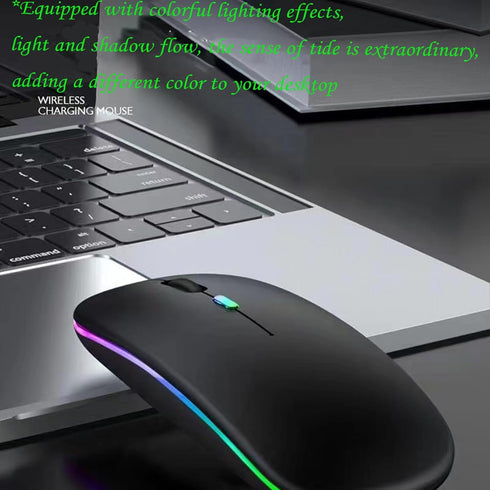 LED Wireless Mouse, Slim Silent Dual-Mode 2.4G+BT Rechargable 7-Color Mouse Portable Mobile Optical Office Mouse with USB Receiver, 3 Adjustable L...