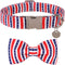 DOGWONG American Flag Dog Collar with Bowtie, Flag Cotton Dog Collar Comfortable Durable American Dog Collar - Memorial Day Collar for Small Mediu...
