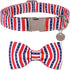 DOGWONG American Flag Dog Collar with Bowtie, Flag Cotton Dog Collar Comfortable Durable American Dog Collar - Memorial Day Collar for Small Mediu...