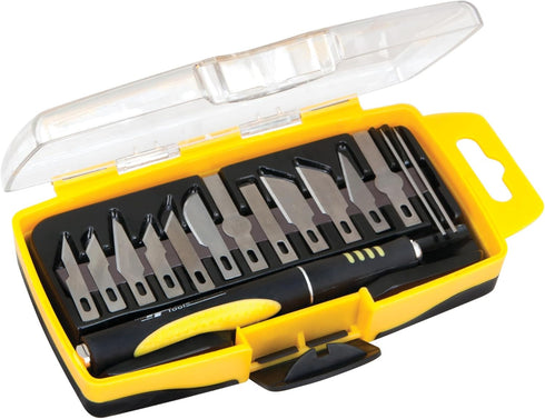 Performance Tool W9170 Precision Hobby Knife Set - 14 Blades for Various Projects with Comfortable Contoured Handle and Storage Case...