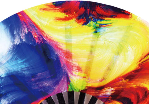 Amajiji Large Rave Folding Hand Fan for Men/Women, Chinease/Japanese Bamboo Hand Fan, Festival Accessories Performance Decoration Gift Dance Handh...