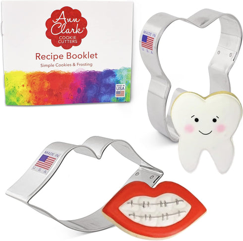 Sweet Smile/Dentist Cookie Cutters 2-Pc. Set Made in the USA by Ann Clark, Mouth, Tooth...