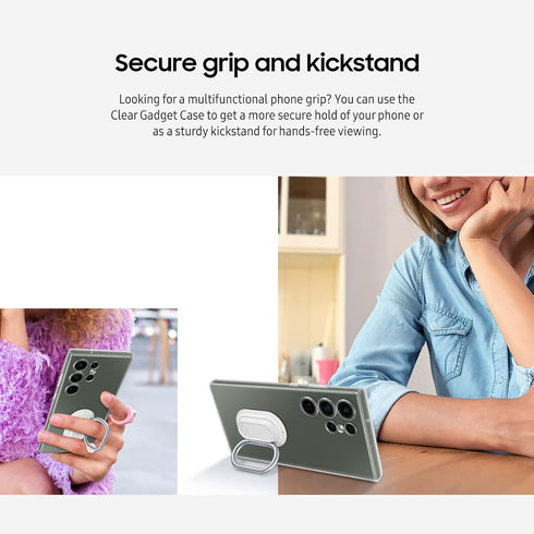 SAMSUNG Galaxy S23+ Plus Clear Gadget Phone Case, Protective Cover w/ Grip, Kickstand, Premium Material, Detachable Mount for Accessories, US Vers...