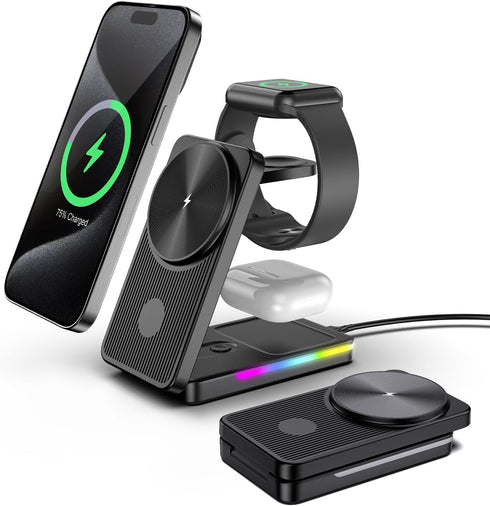 Doeboe Wireless Charging Station for Apple Devices, 3 in 1 Mag-Safe Wireless Charger for iPhone 15 14,13,12 Pro Max/Pro/Plus/Mini, Apple Watch Ult...