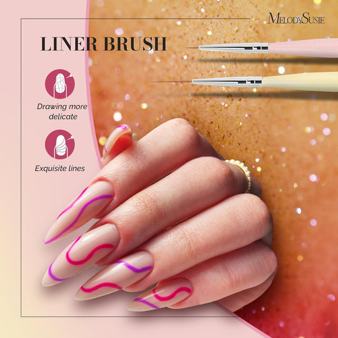 MelodySusie Nail Art Brushes Set,6pcs Nail Art Design Pen Painting Tools with Extension Gel Brush, Polish Brush, Builder Brush,Liner Brush, Carved...