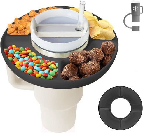 Snack Bowl for Stanley 40 oz Tumbler with Handle, Silicone Reusable Snack Ring Snack Tray Fits for Stanley Cup 1.0/2.0, Suitable for Cinema, at Ho...