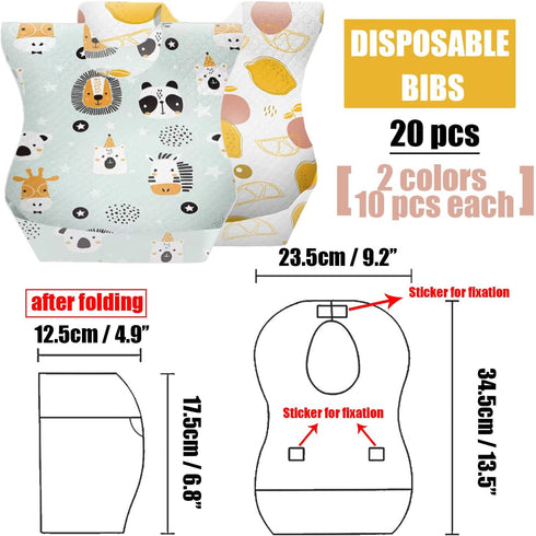 40 pcs Disposable Bibs and Placemats for Baby, Leak Proof Travel Feeding Bibs and Place Mats for Infants Toddlers for Traveling and Outdoor Use...