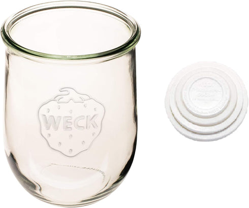 Weck - Large Glass Jars for Sourdough - Starter Jar with Glass Lid - Tulip Jar with Wide Mouth - Weck Jars 1 Liter Includes (Keep Fresh Cover)...
