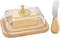 Glass Large Butter Dish with Lid and Knife for Countertop and Refrigerator, Butter Keeper Container Storage with Handle for Fridge, Butter Holder ...
