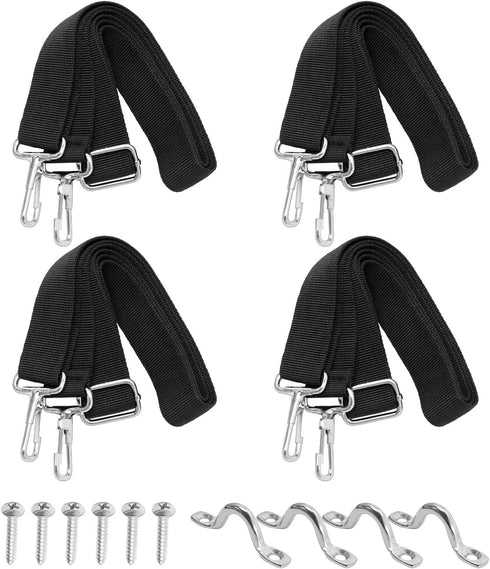 4 PCS Marine Grade Double Snap Hook Strap and Pad Eye Straps, Adjustable Heavy Duty Bimini Top Straps, 28"~60" Boat Awning Hardware Accessories, S...
