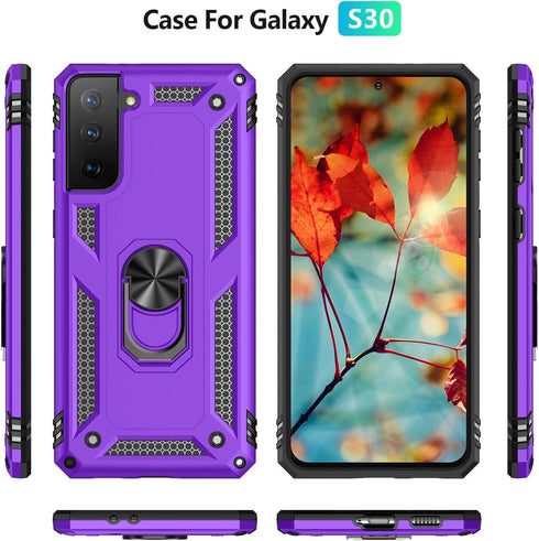 for Samsung Galaxy S21 Plus 5G Case with HD Screen Protectors, Androgate Military-Grade Metal Ring Holder Kickstand 15ft Drop Tested Shockproof Co...