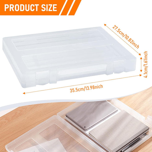 Marte Vanci Plastic Storage Box with Lid Portable A4 File Box with Handle Clear Project Case Bin A4 Letter Paper Document Organizer Storage Contai...