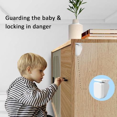 Child Magnetic Cabinet Locks (10 Locks and 2 Keys) -Baby Proofing Cabinet Latch Locks with Lighting Function, Fit Most Cabinets and Drawers (10+2)...
