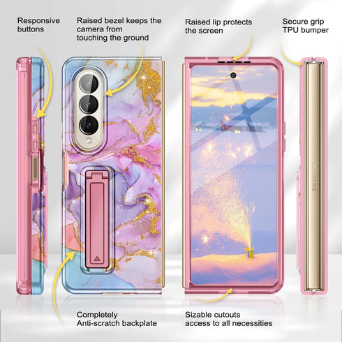 Btscase for Samsung Galaxy Z Fold 4 Case, Built-in Screen Protector with Adjustable Magnetic Kickstand, Full Body Dual Layer Rugged Shockproof Pro...