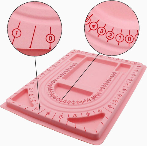 H&W Pink Bead Board with Flock, 9.5 by 12.9-inch, Design Beading Board Tray DIY Craft Tool for Girl and Necklace Beading Jewelry Designer...