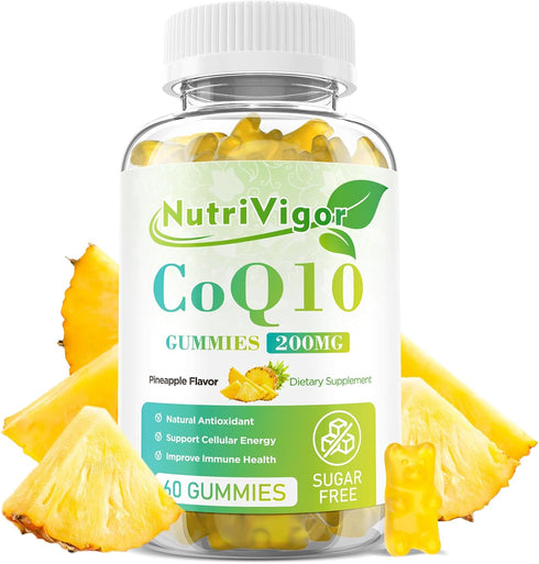 CoQ10 Gummies, Coenzyme Q10 Supplement 200mg, High Absorption CoQ10 Supplement for Cellular Energy and Immune Health, Vegan, Gluten Free, Pineappl...