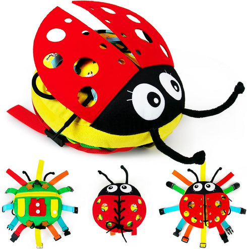 Sensory Buckle Pillow Toys, Travel Essential Toy for Toddler 1-3, Montessori Toys Fine Motor Skills Busy Toys, Sensory Fidget Toys for Autistic Ch...