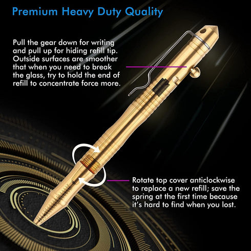 SMOOTHERPRO Solid Brass Bolt Action Pen Refillable Retractable Heavy Duty for Tremor Parkinson Arthritic Business Office Signature Writing EDC Gif...