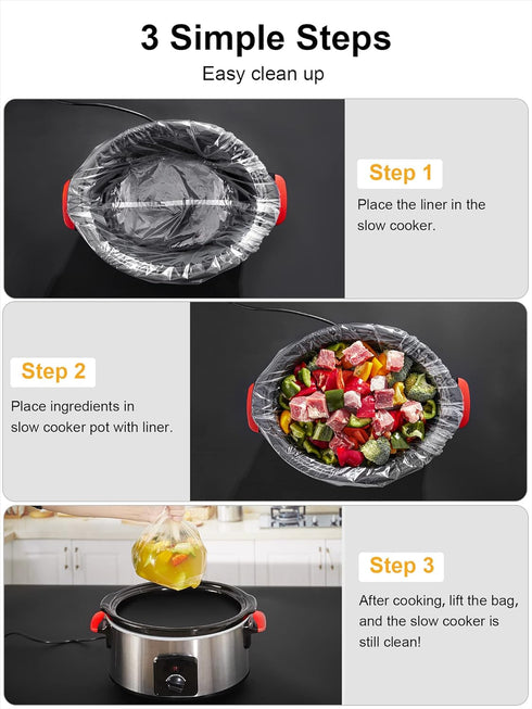 SMARTAKE Slow Cooker Liners, Large Size 13"x 21" Disposable Cooking Bags, Fit 3QT to 8QT for Slow Cooker, Cooking Trays, Suitable for Oval & Round...