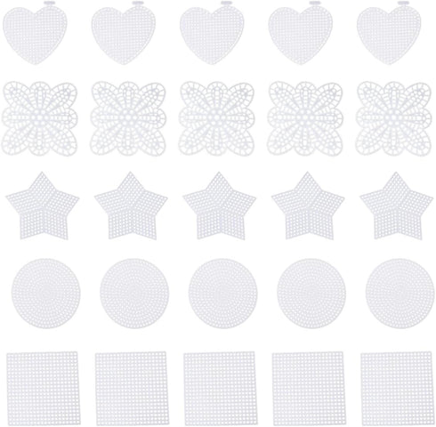 OHPHCALL 50 Pcs Plastic Canvas Canvas Panels DIY Plastic Canvas Hearts 3 inch Embroidery Blank Canvas Embroidery Fabric Plastic mesh Canvas Plasti...
