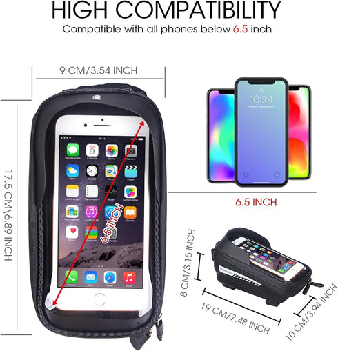 Bike Bag for Front Frame Bicycle Bag Waterproof Bike Phone Mount Top Tube Bag Bike Phone Case Holder Accessories Cycling Pouch Handlebar Bag with ...