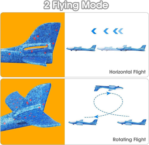Boy Toys 2 Pack Airplane Launcher Toys, 2 Flight Modes Outdoor Throwing Foam Glider with Catapult Plane Gun Birthday Gift for 5+ Years Old Kid...