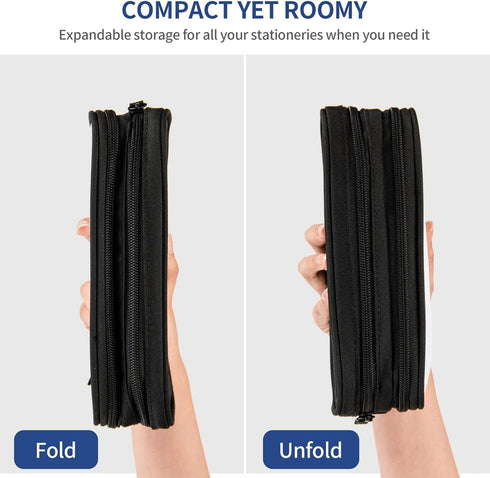 Large Capacity Black Spider Web Pencil Case with Zippers Storage Pouch Holder Pencil Box Marker Organizer Bag with Compartments for Office Supplie...