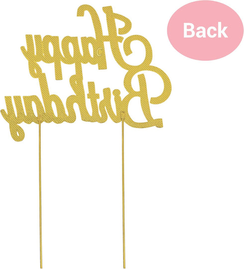 Happy Birthday Cake Topper - Premium Gold Metal - Happy Birthday Party Sparkly Rhinestone Decoration Makes a Great Centerpiece - Now Protected in ...