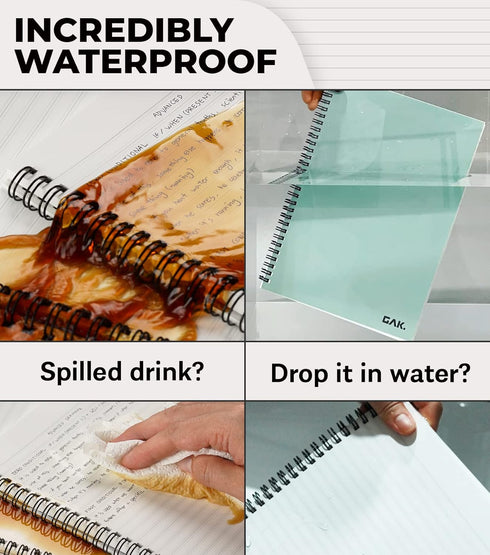 Stone Paper Waterproof Spiral Notebook, 7.20”x10.11”, 50 sheets, Durable Notebook, Eco-Friendly Mineral Stone Paper Notebook, Waterproof Notepad, ...