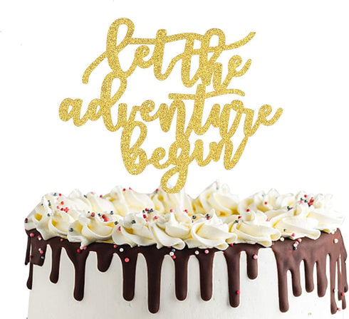 Let the Adventure Begin Cake Topper for Graduation Party Going Away Travel Themed Wedding Party Decorations...