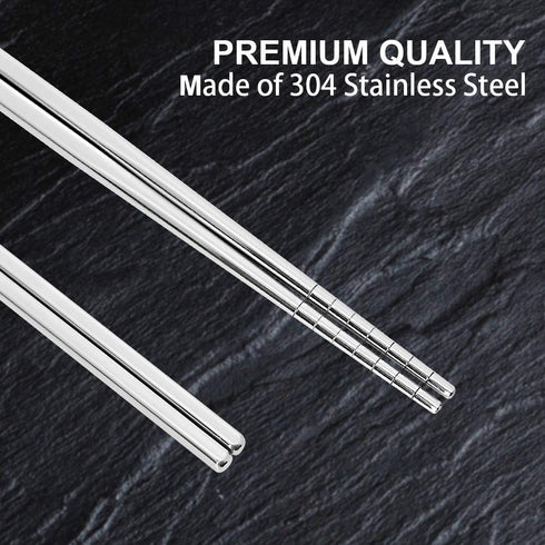 Stainless Steel Chopsticks 5 Pairs Reusable Multicolor Lightweight 304 Metal Chopsticks Square Lightweight Non-Slip Chop Sticks Dishwasher Safe Gi...