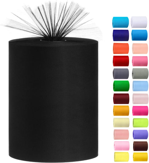 Tulle Rolls 6” by 100 Yards (300 feet) Tulle Roll Spool Fabric for DIY Tutu Skirts Wedding Baby Shower Crafts Decorations Party Supplies (Black)...