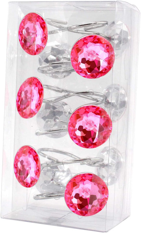 BEAVO Acrylic Fashion Decorative Home Rolling Shower Curtain Hooks Rhinestones Bathroom Bath Baby Room Bedroom Living Room Decor Set of 12 Rings (...
