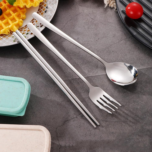 Travel Utensils, 18/8 Stainless Steel 4pcs Cutlery Set Portable Camp Reusable Flatware Silverware, Include Fork Spoon Chopsticks with Case...