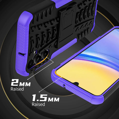 for Samsung Galaxy A15 5G Case with 2 Pack Screen Protector,Military Grade Shockproof, Heavy Duty Robust Bumper Cover with Kickstand for Galaxy A1...