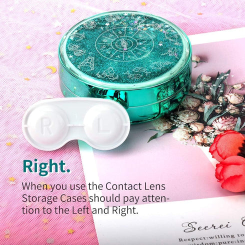 Contact Lens Case, Bling Constellations Contact Lenses Cases with Tweezers Remover Tool Mirror Solution Bottle Portable Contact Lens Storage Conta...