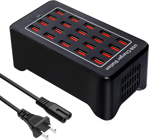USB Charger Station, 20-Ports 100W/20A Desktop USB Charging Station, Multi-Function USB Smart Charger, USB Wall Charger for Samsung/iPhone/iPad/Go...