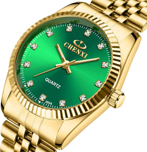 DREAMING Q&P Fq-043 Classic Golden Stainless Steel Male Female Crystals Quartz Wrist Watches for Man Woman Gold...