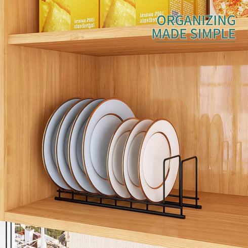 Cutting Board Organizer, 2 Pack Pot Lid Organizer, Kitchen Rack for Plates, Bakeware, Pots & Pans Serving Trays, Reusable Containers in Cabinet Pa...