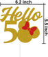 Mouse Inspired Hello 50 Cake Topper for 50th Birthday/Wedding Anniversary Party Decorations Supplies Gold and Red Glitter...