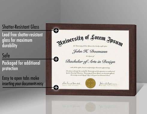 Americanflat 8.5x11 Diploma Frame with Shatter-Resistant Glass - Document Frames with Engineered Wood - Legacy Collection - Certificate Frame for ...